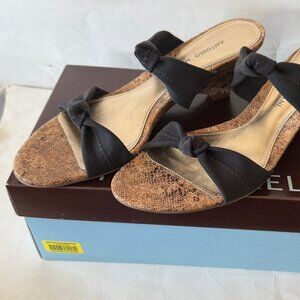 Antonio Melani Women's Sandals, Black, 8M, Riviera, Fabric Straps, Leather Soles